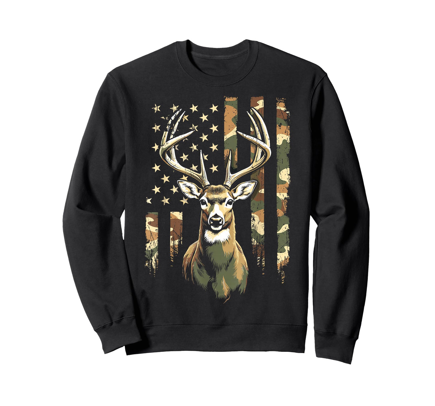 Camo US Flag Deer Camoflage Hunting Hunter T-Shirt