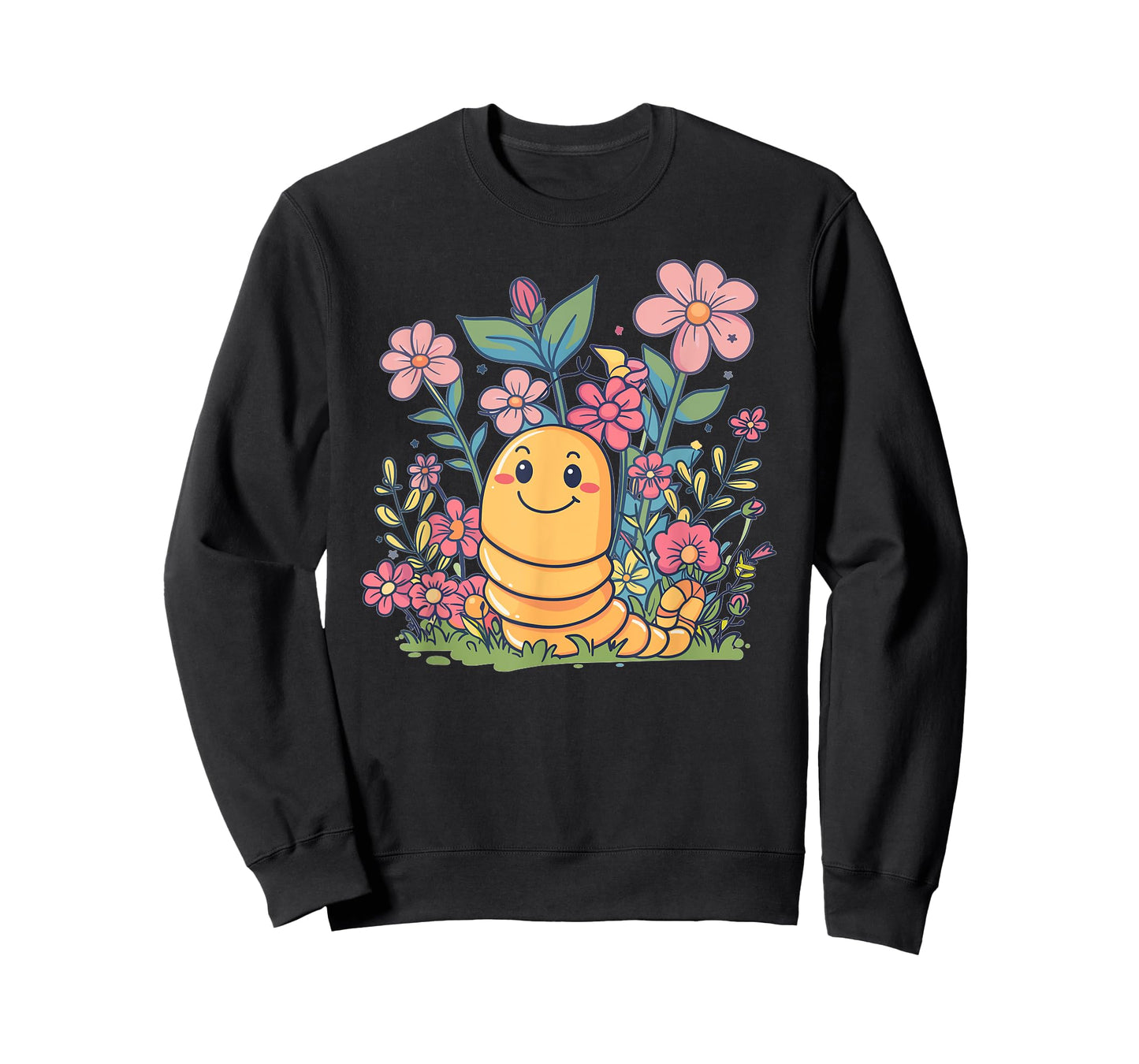 Cute Worm With Flowers I Kids Worm T-Shirt