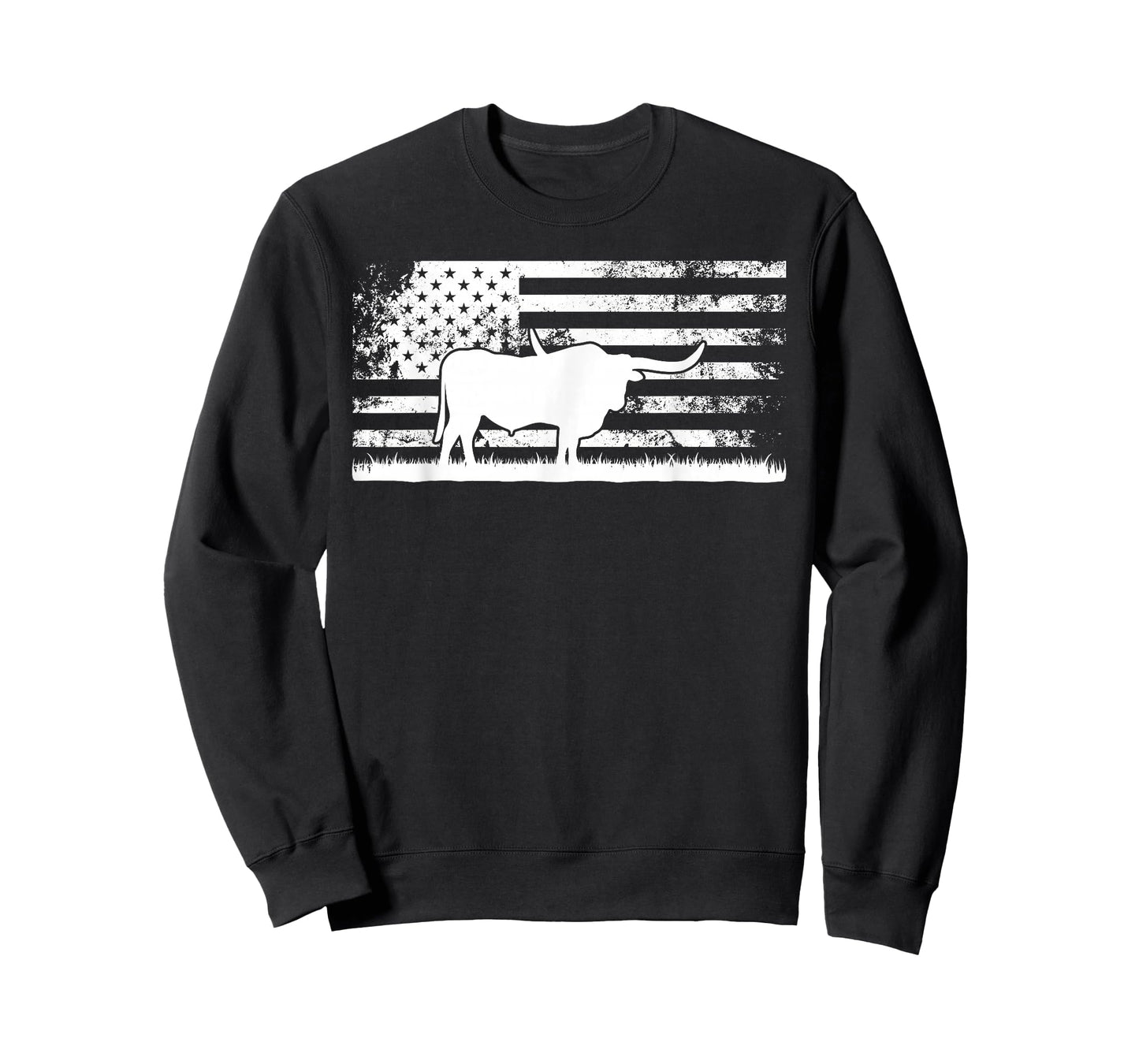 American Flag USA - Texas Longhorn Cow For Cattle Farmer T-Shirt