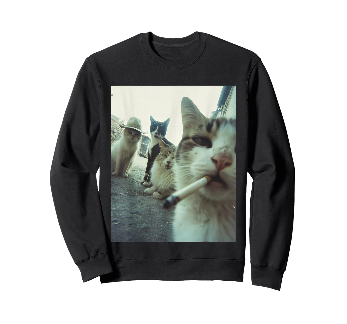 Smoking Cat Meme Funny Gifts for Men Women T-Shirt