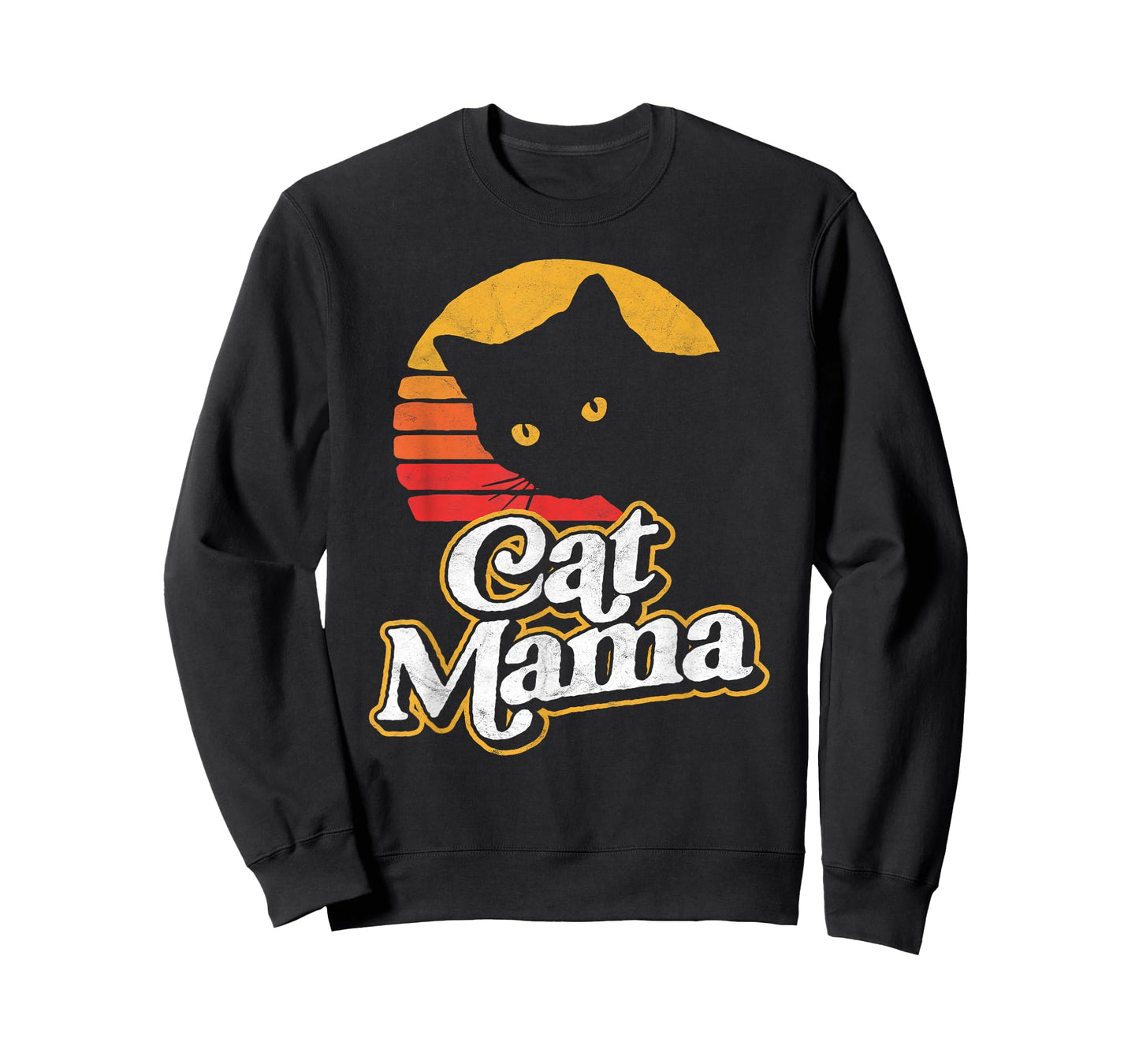 Cat Mama Vintage Eighties Style Cat Retro Distressed T-Shirt