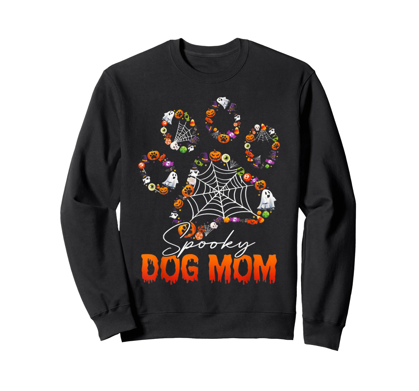 Spooky Dog Mom Cute Dog Paw Halloween T-Shirt
