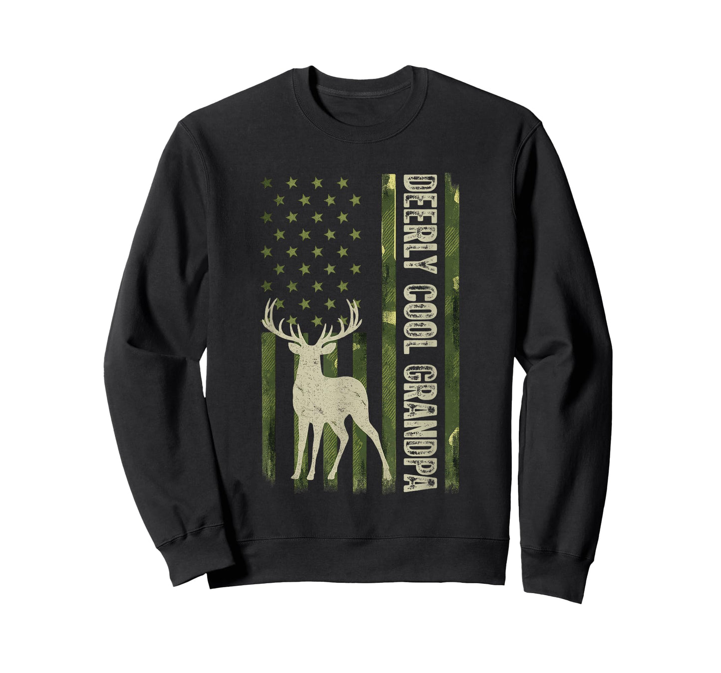 Deerly Cool Grandpa Camouflage USA Flag Deer Hunting Season T-Shirt