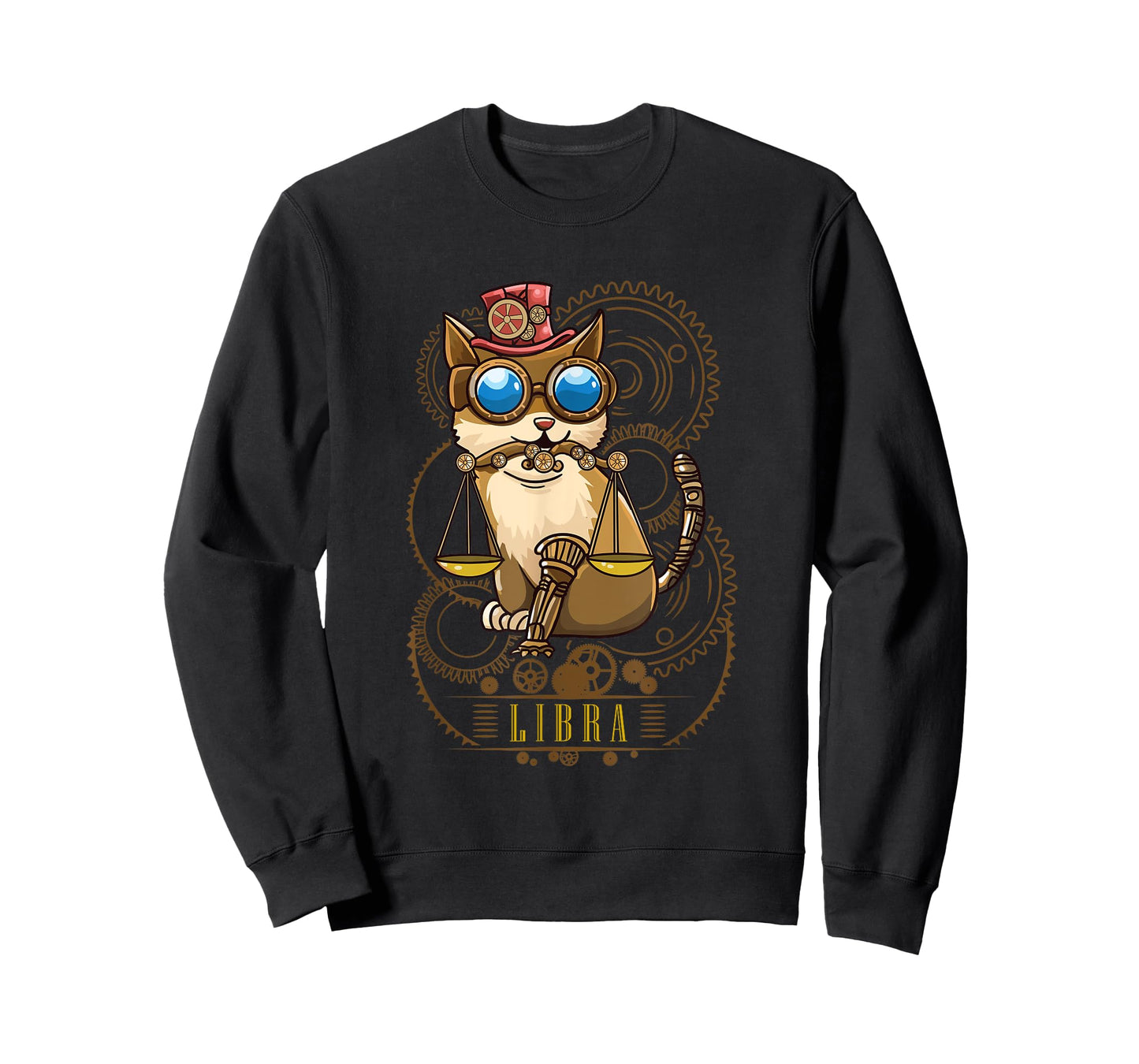 Steampunk Horoscope Cat, Libra Star Sign, Cat Astrology Men Women T-Shirt