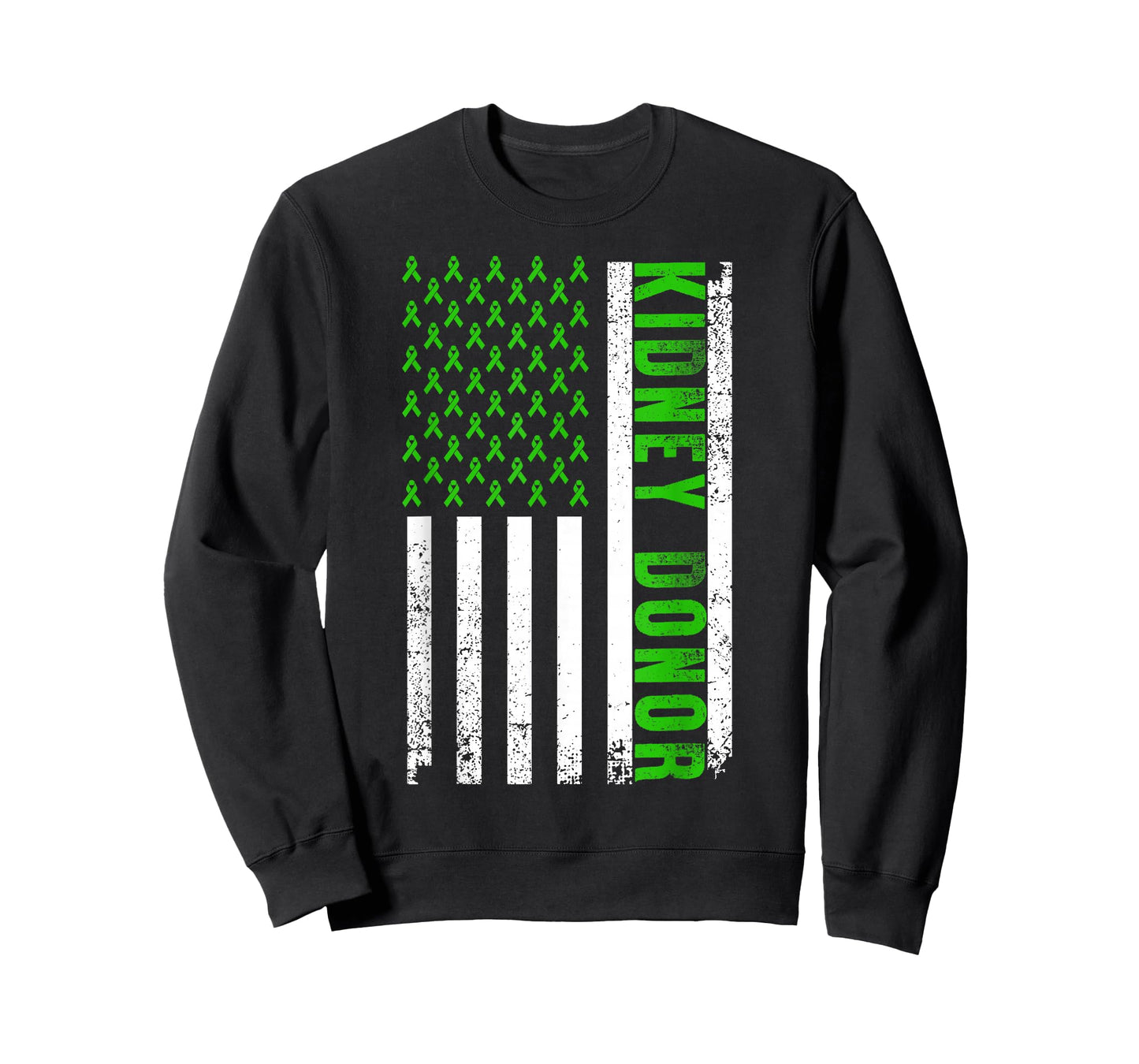 Cute Kidney Donor US Flag Art Kidney Transplant Green Ribbon T-Shirt