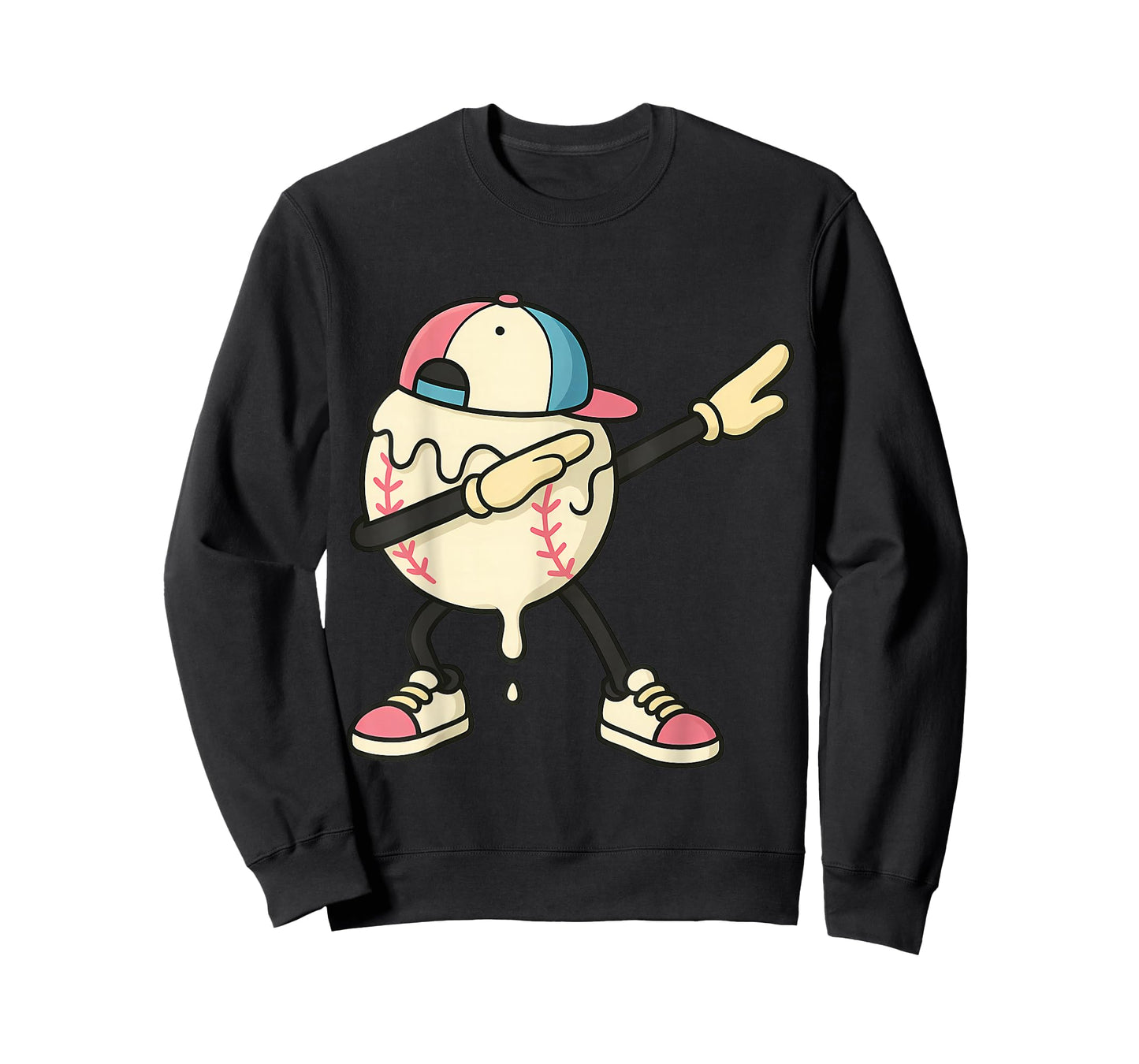 Graphic Baseball Ice Cream Drip Dabbing Baseball Drip T-Shirt
