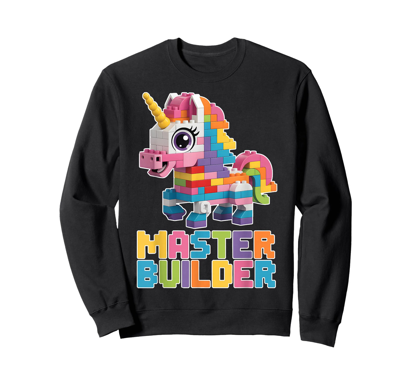 Master Builder Unicorn Blocks Bricks Building Kids Boys T-Shirt