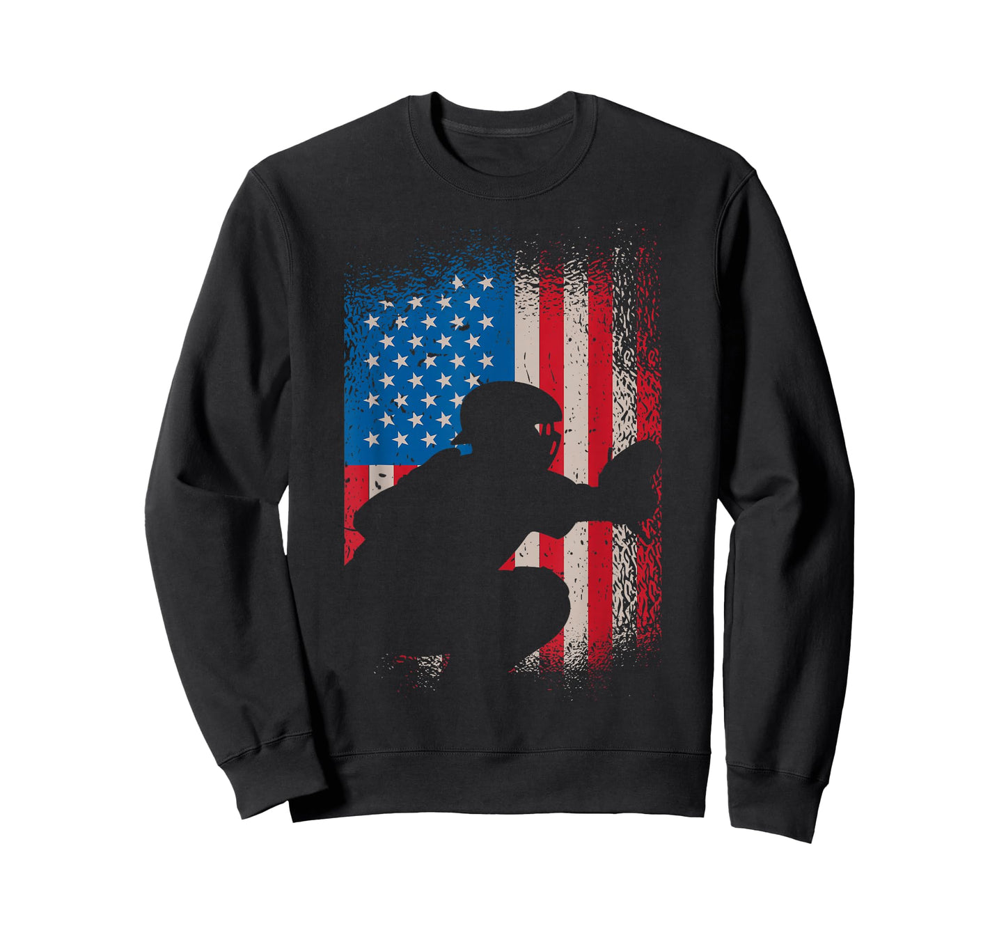 American Flag Baseball Catcher Design - USA Flag Baseball T-Shirt