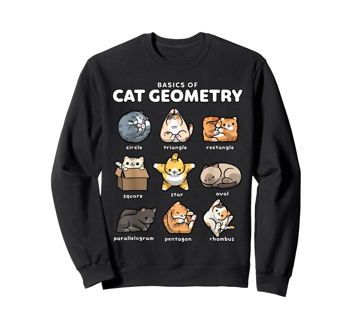 Basics of Cat Geometry Funny Cat Shapes Design T-Shirt