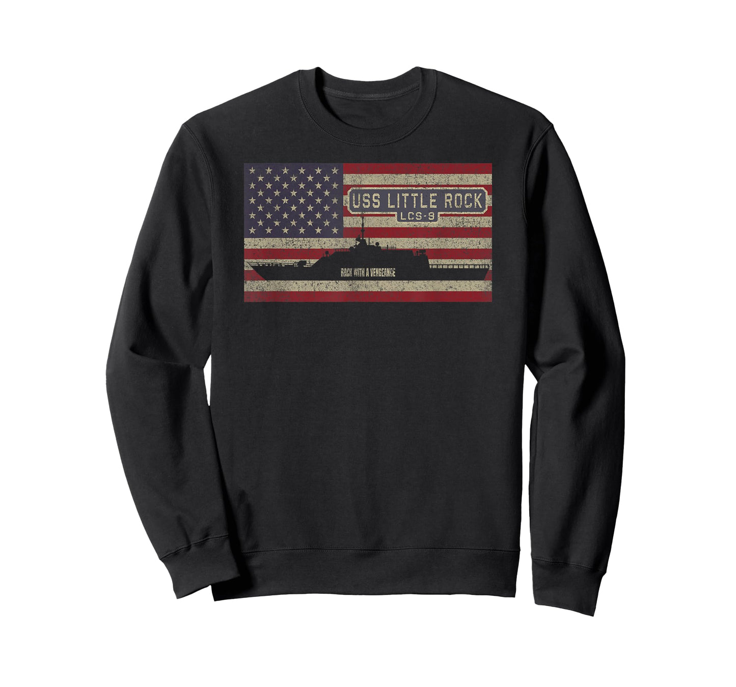USS Little Rock LCS-9 Littoral Combat Ship USA American Flag T-Shirt for Women Kids Men