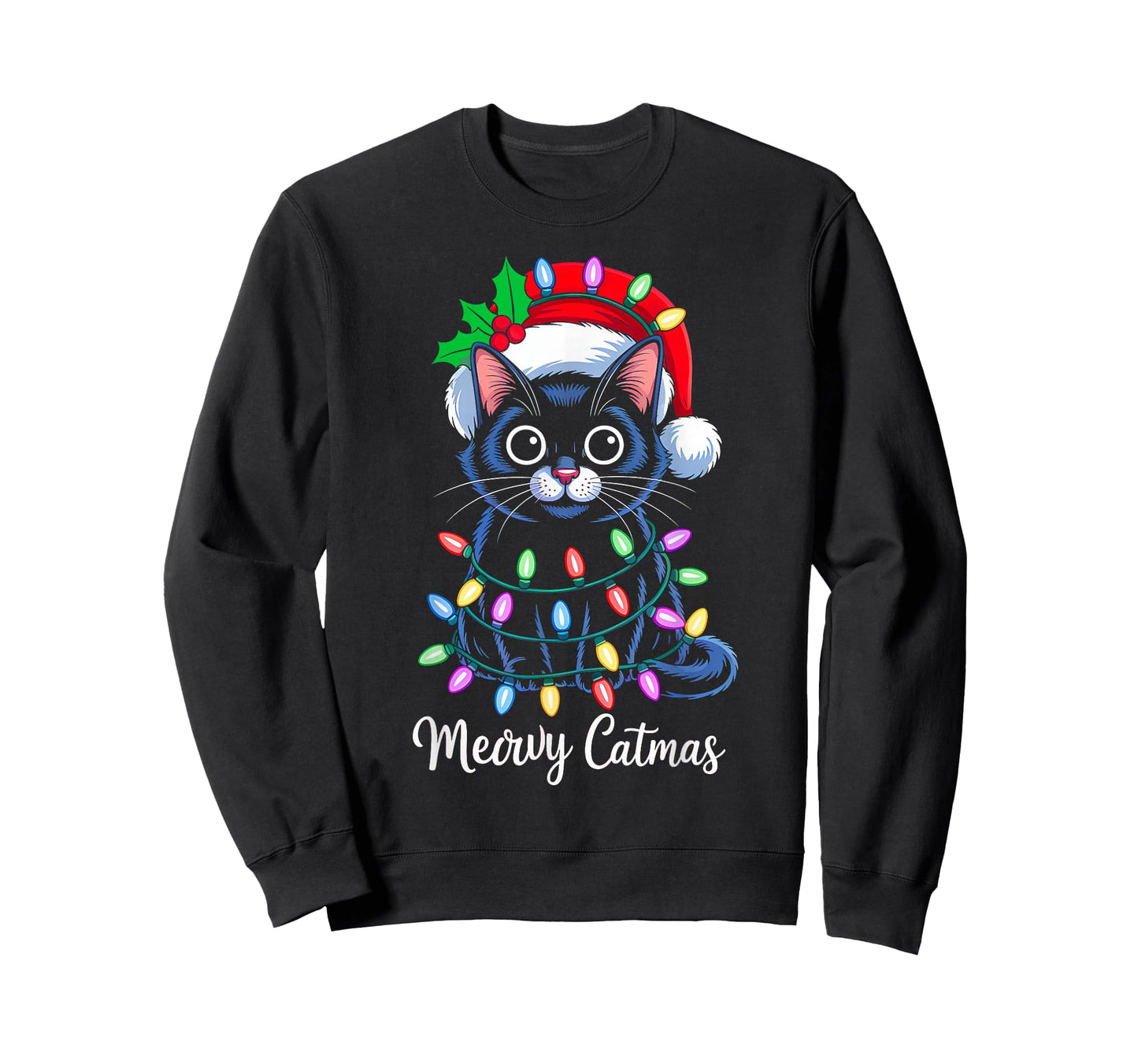 Meowy Catmas Santa Christmas Cat Kitten Funny Xmas Pajamas T-Shirt