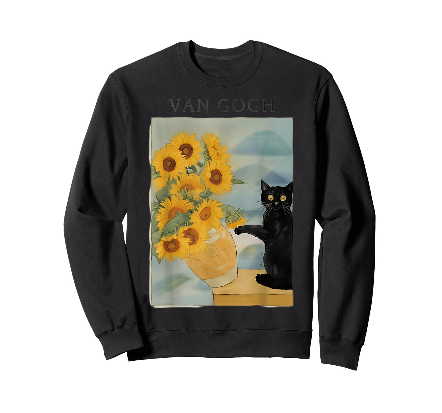 Funny Cat Sunflowers Van Gogh T-Shirt