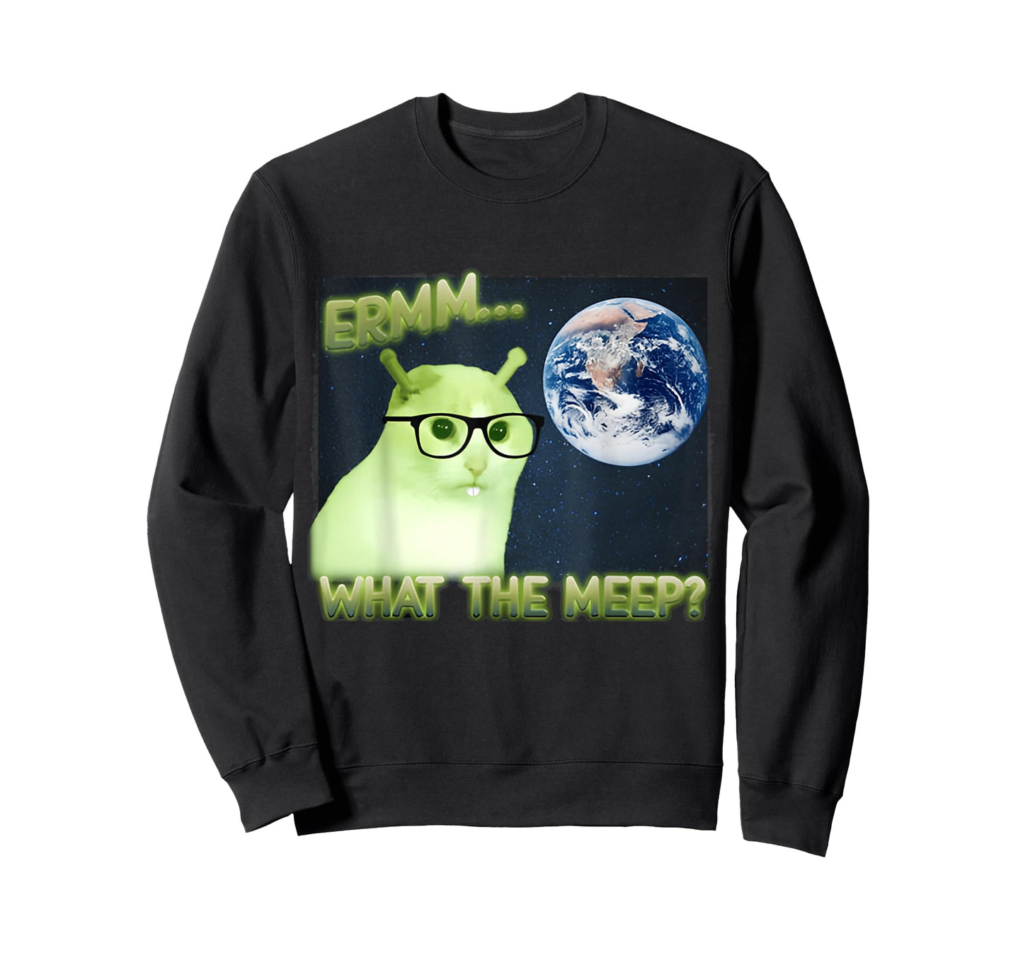 Erm What The Meep Cat & Cat FUNNY Earth T-Shirt