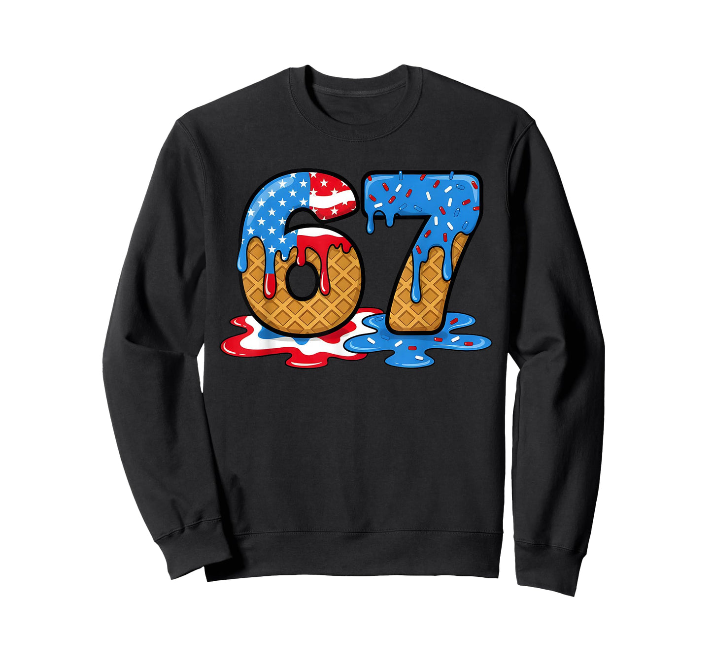 67 Ice Cream Drip Meme Funny Six Seven Gen Alpha Slang T-Shirt