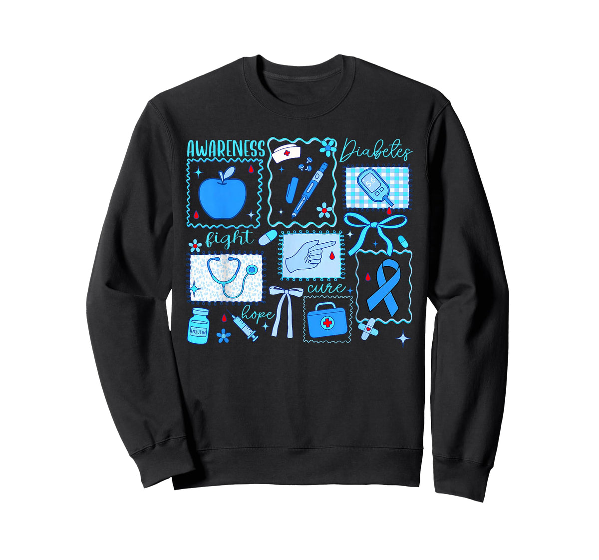 Blue Ribbon Diabetes Awareness Supporter Men Women Kid Nurse T-Shirt