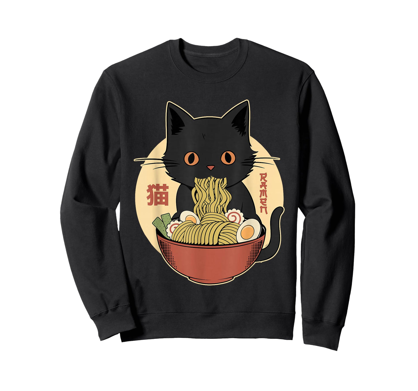 Cat Ramen Funny Graphic Tees Japanese Kawaii Cat Anime T-Shirt