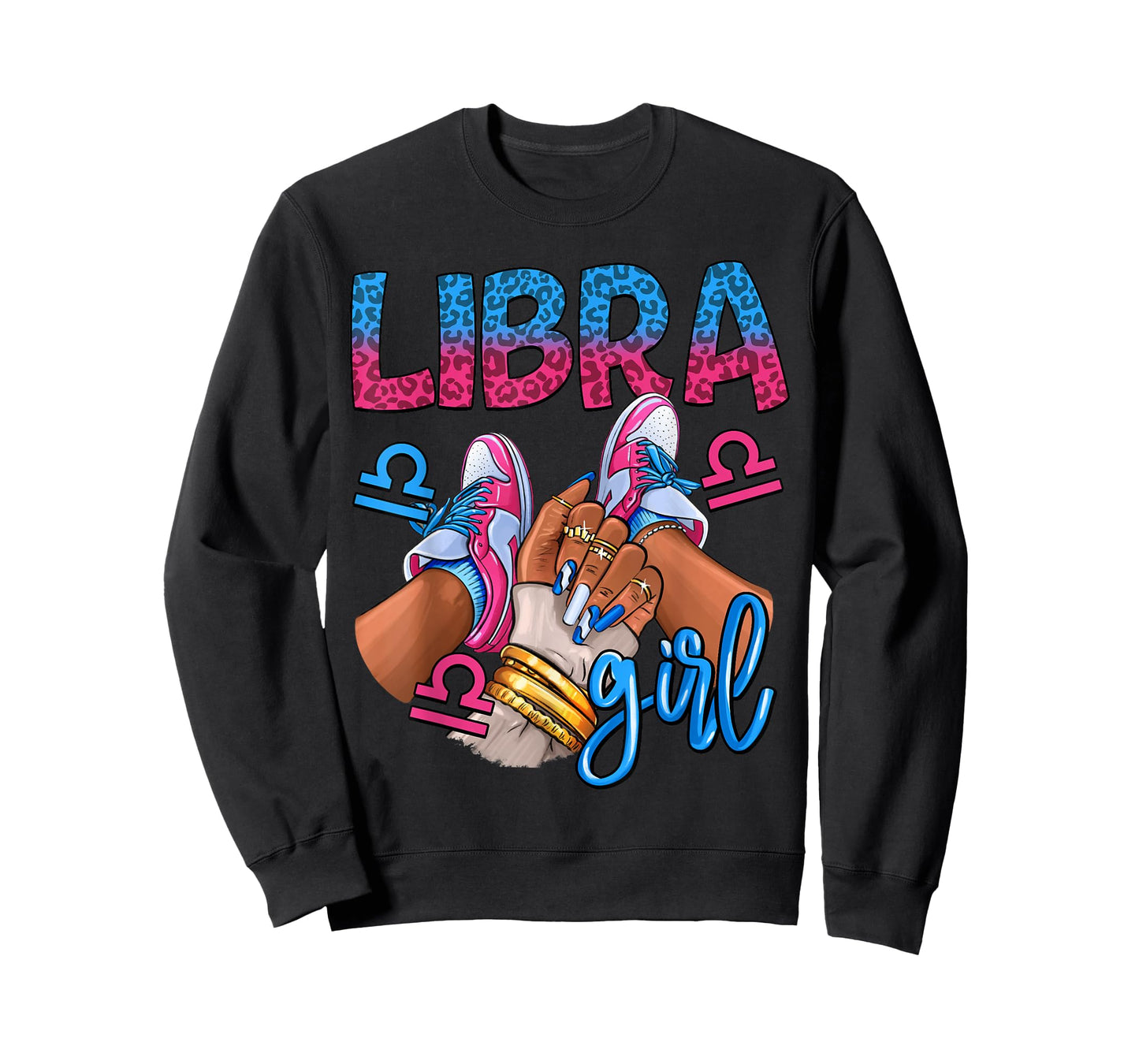 Libra Black Girl Birthday Women Sneakers Nails Zodiac T-Shirt