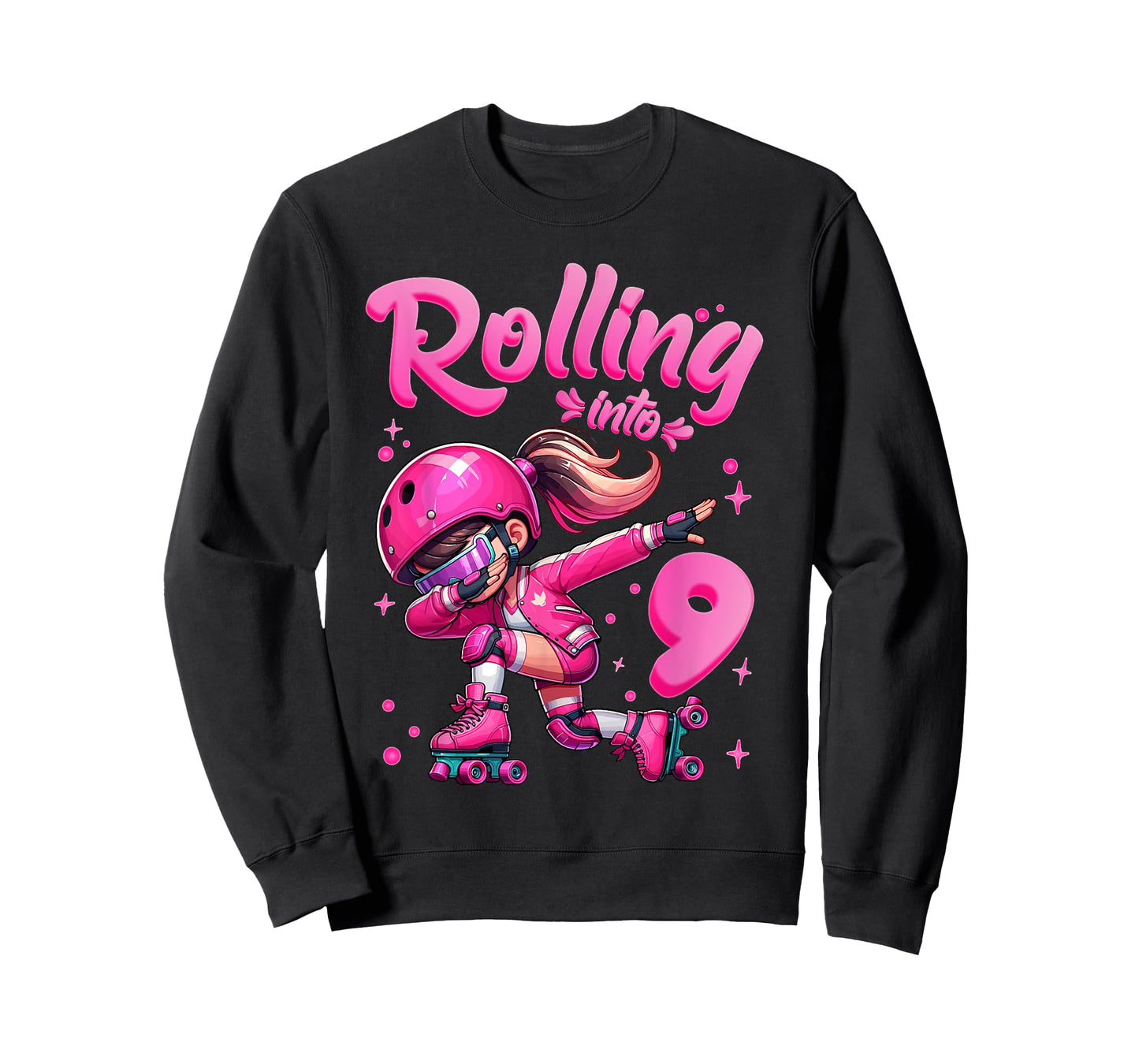 Roller Skating Girl Birthday Kids 9th Birthday Party tee T-Shirt