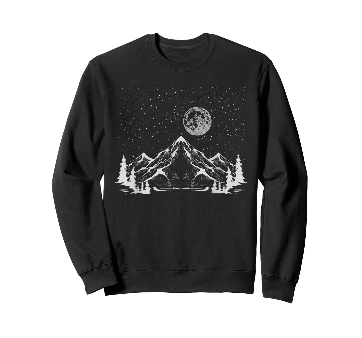 Night Outdoor Nature Trees Mountains Forest Moon Hiking T-Shirt