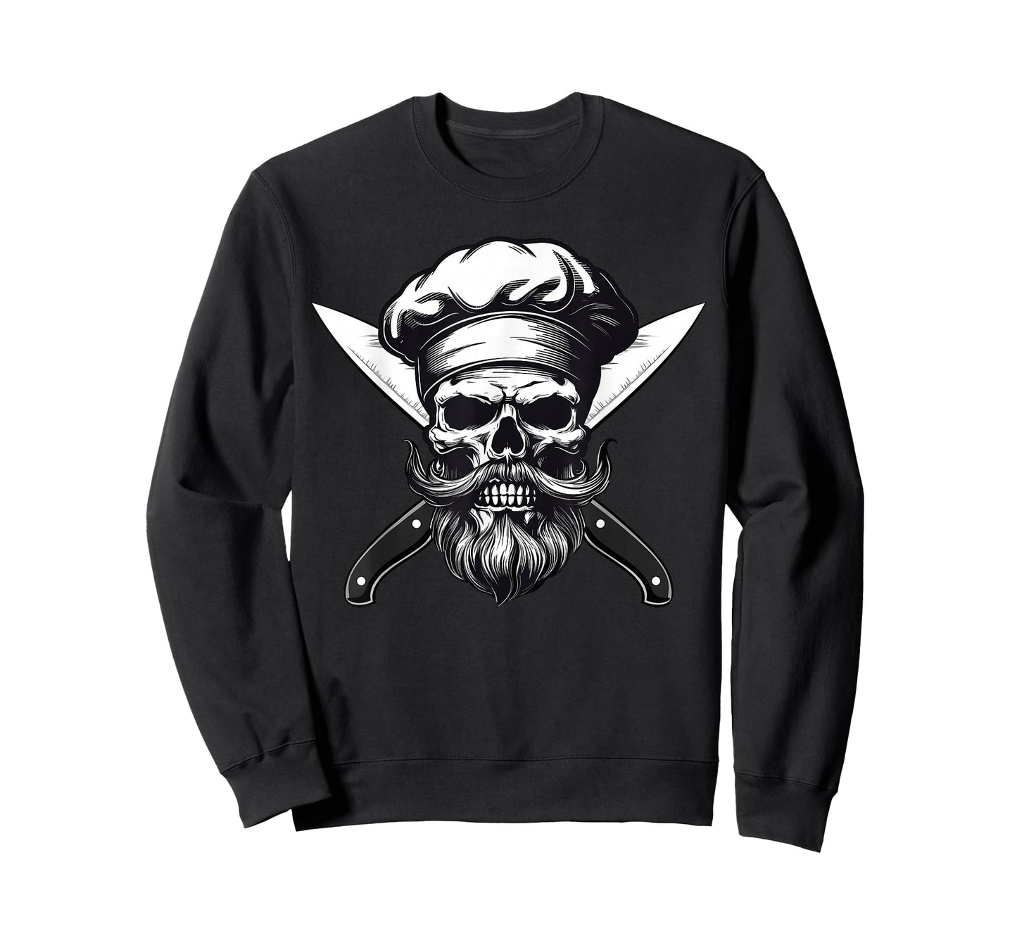 Chef Skull with Beard, Culinary Mens, Cook Skull T-Shirt