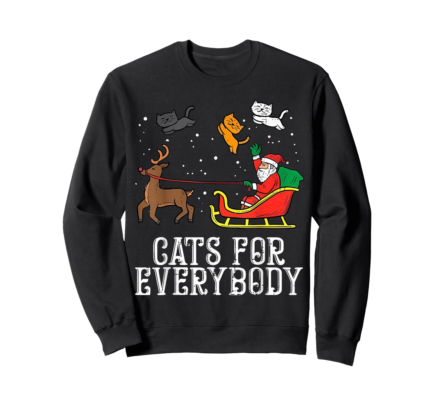 Cats for Everybody Christmas Cat Funny Xmas Women Santa T-Shirt