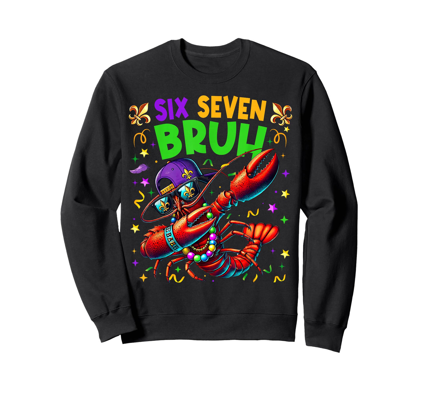 Six Seven Bruh Mardi Gras Dabbing Crawfish Men Women Kid T-Shirt