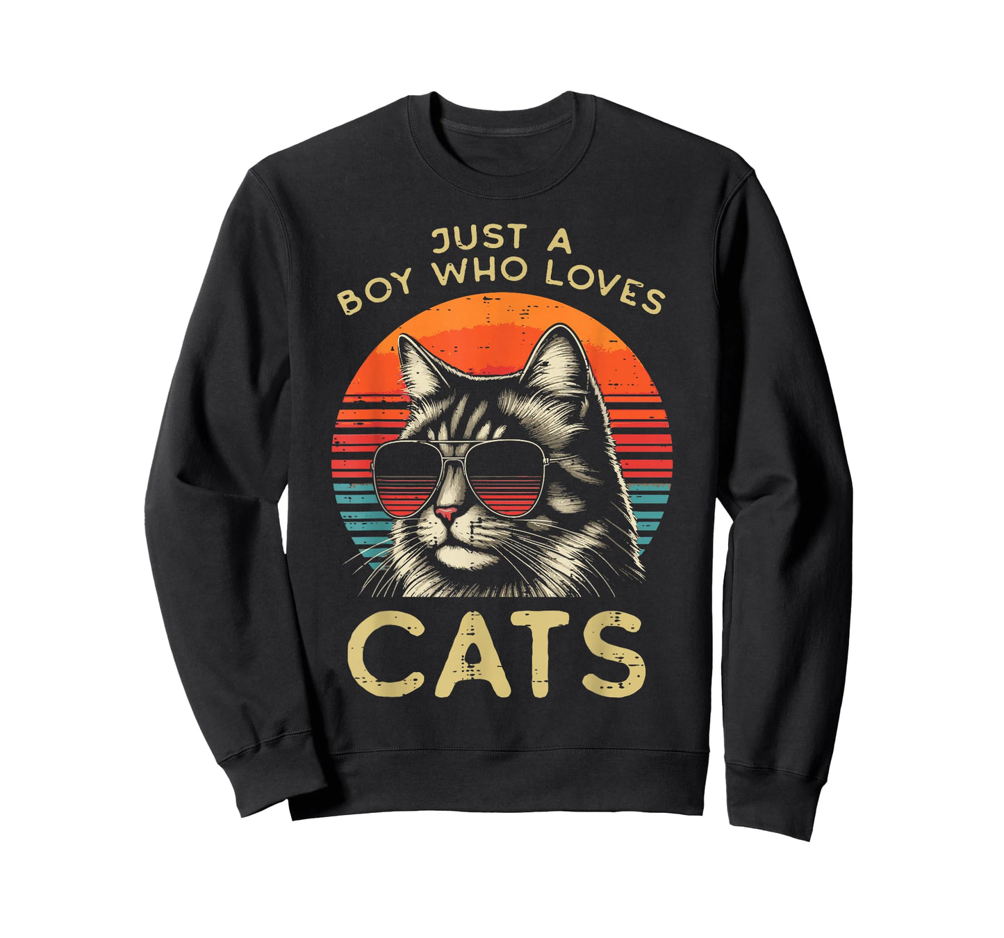 Just Boy Who Loves Cats Retro Kitten Kitty Boys Kids Men T-Shirt