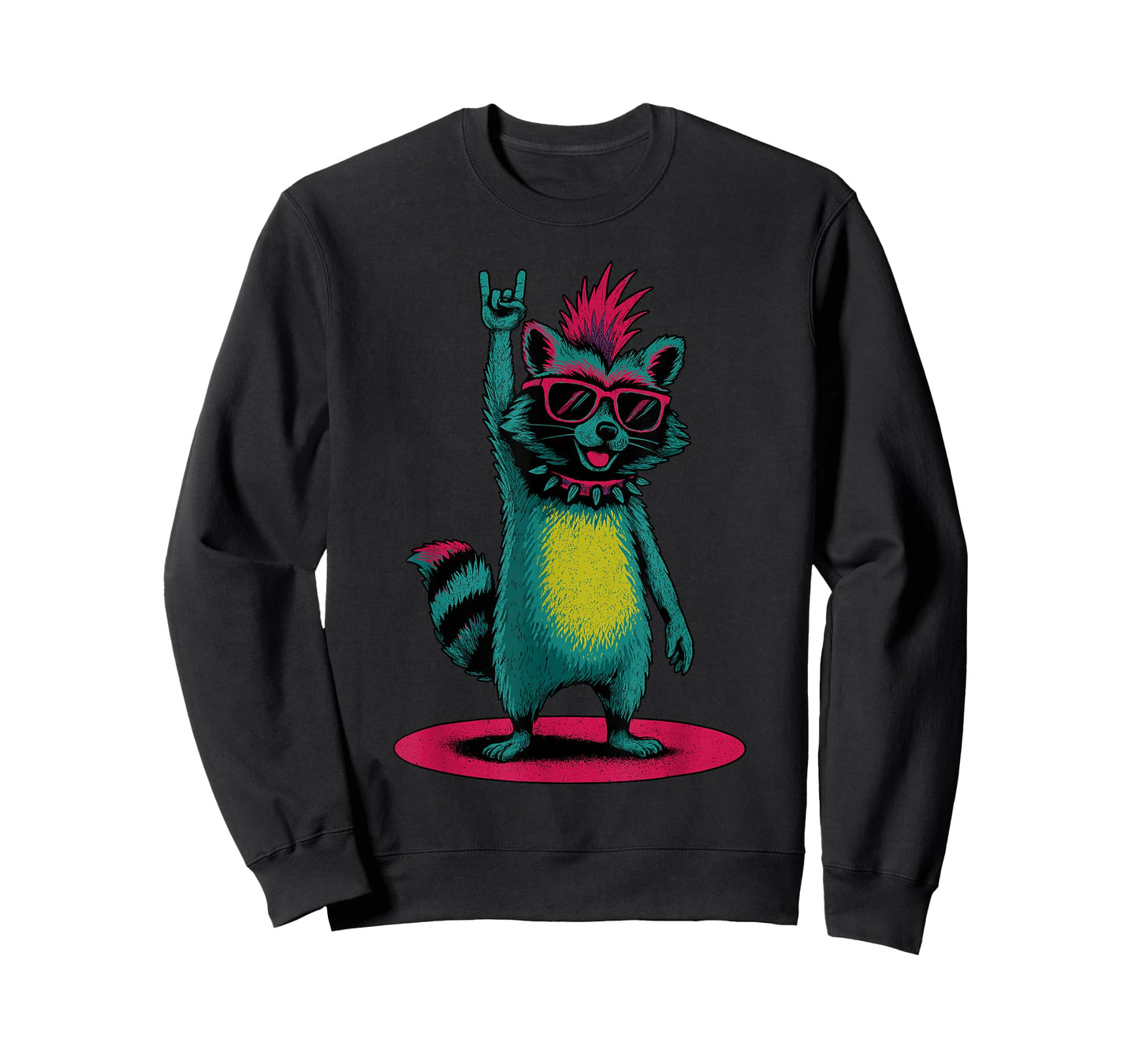 Raccoon Punk Rock and Roll Men Kids Women Funny Raccoon T-Shirt