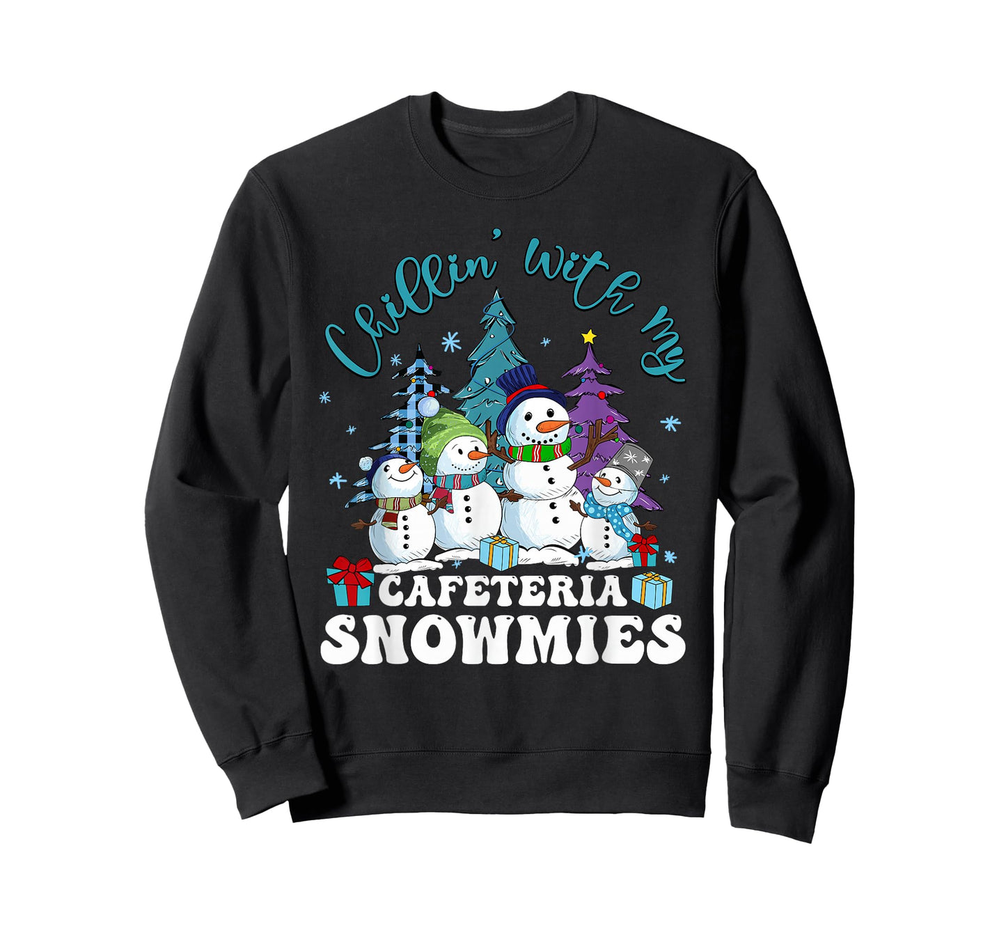 Chillin' With My Cafeteria Snowmies Christmas Lunch Lady T-Shirt