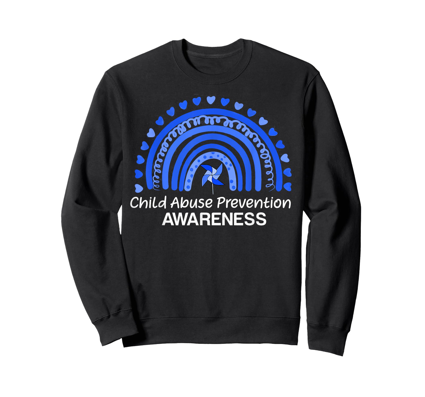 Child Abuse Prevention Awareness Blue Boho Rainbow Pinwheel T-Shirt