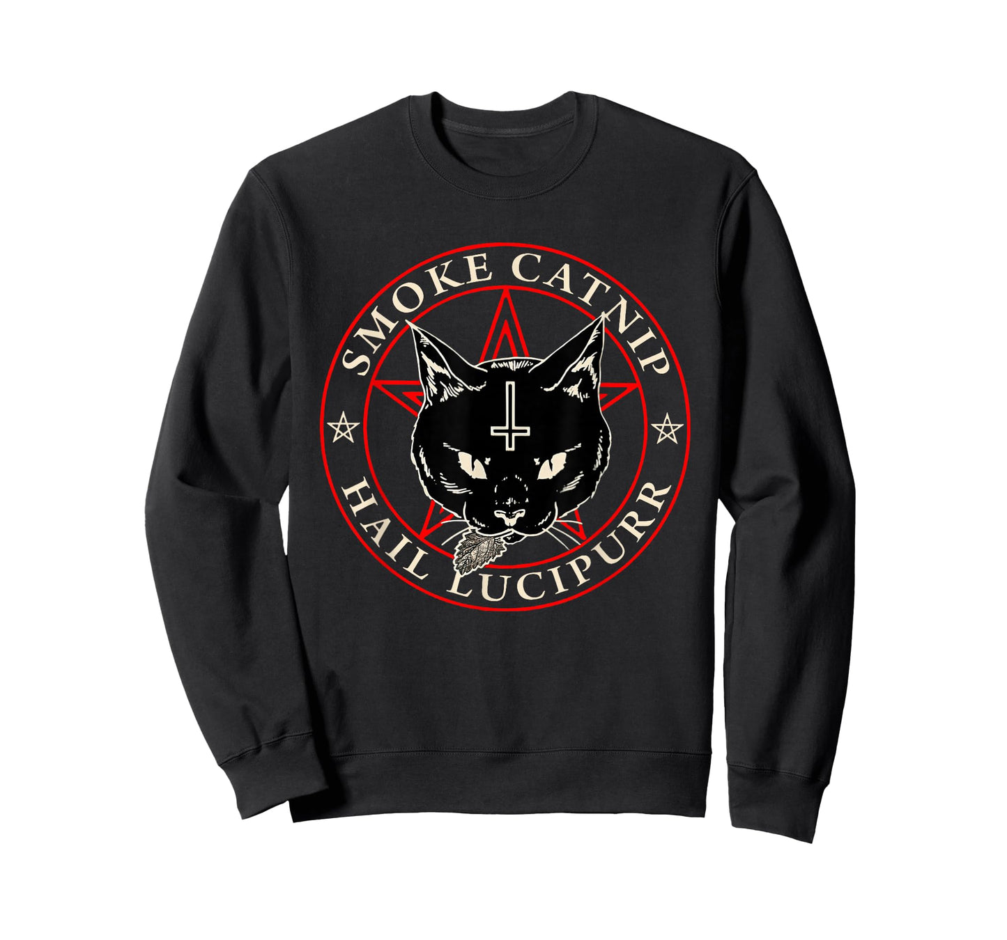 Satanic Black Cat Hail Satan Smoke Catnip Hail Lucipurr Weed T-Shirt