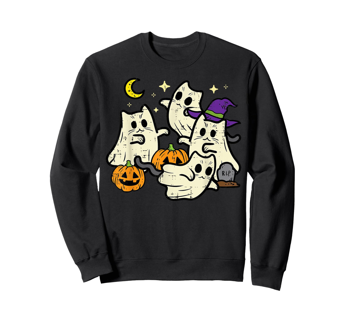 Halloween Black Cats Ghosts Costume Women Girls Kids Toddler T-Shirt
