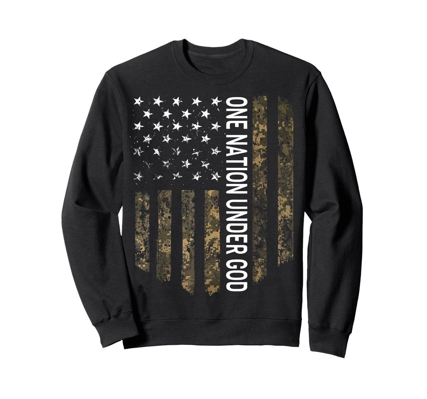 Patriotic American Flag Camo One Nation Under God USA Gift Women Men T-Shirt