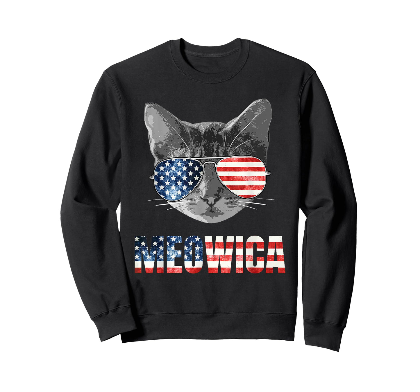 Meowica Funny Cat Patriotic USA Shirt American Flag T-Shirt