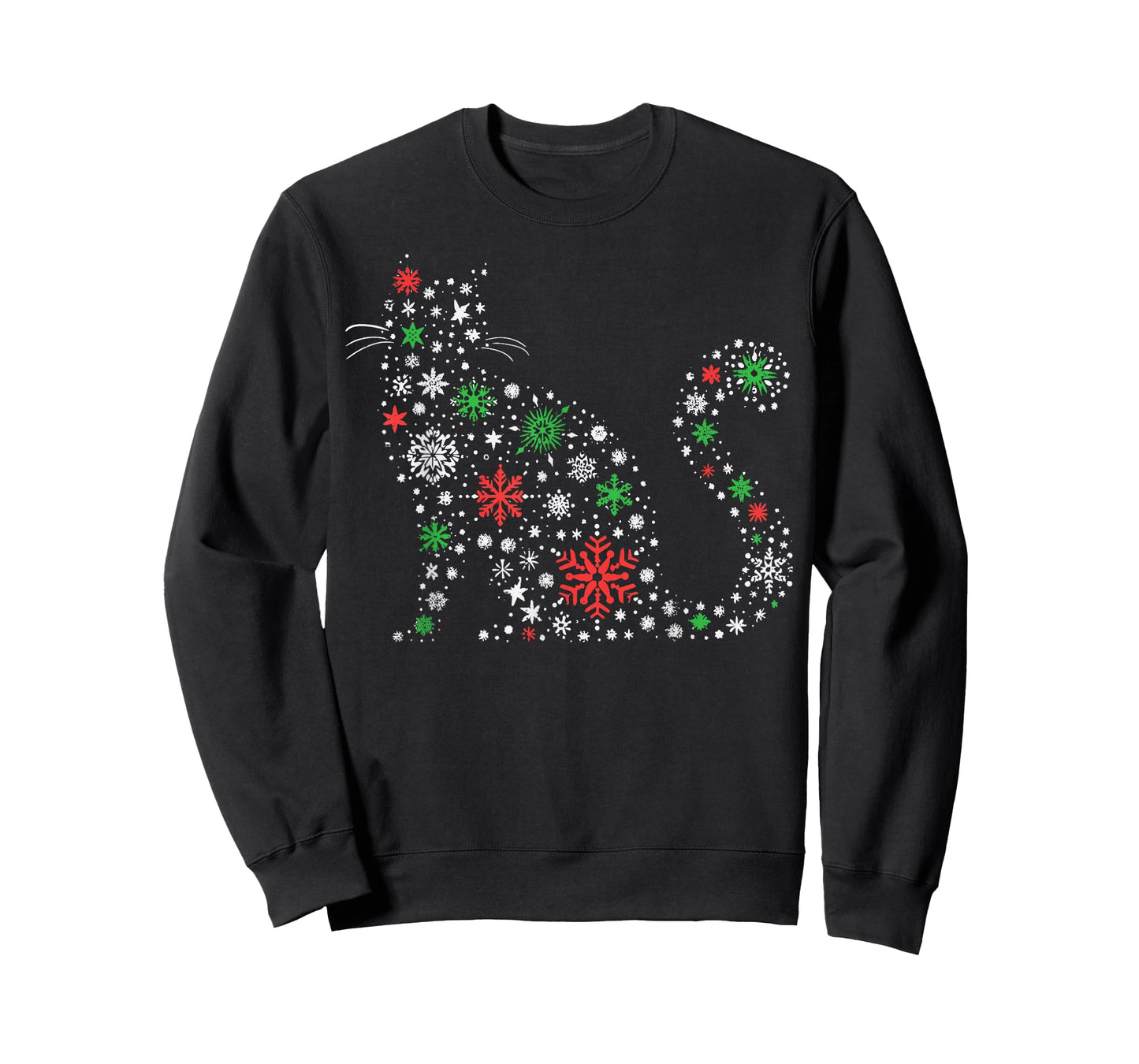 Christmas Cat Silhouette Snowflakes Xmas Women Girls Kids T-Shirt