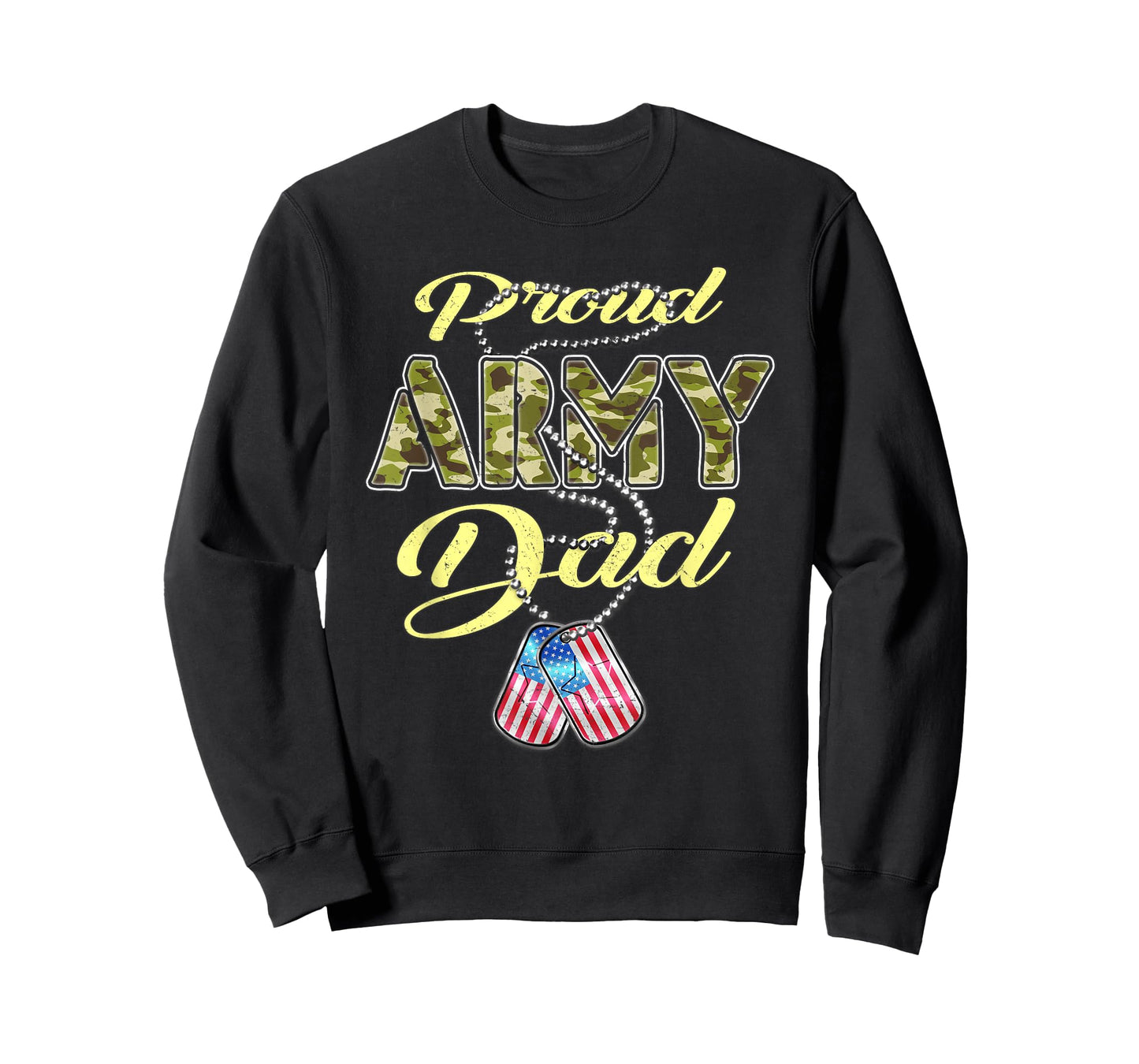 Proud Army Dad US Flag Camo Dog Tags Pride Military Father T-Shirt