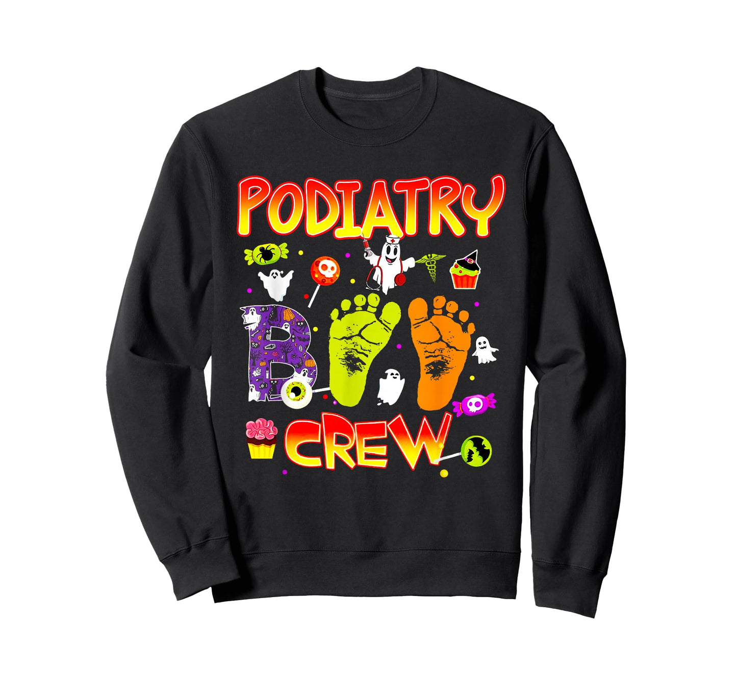 Podiatry Boo Crew Funny Ghost Footprint Halloween Spooky T-Shirt