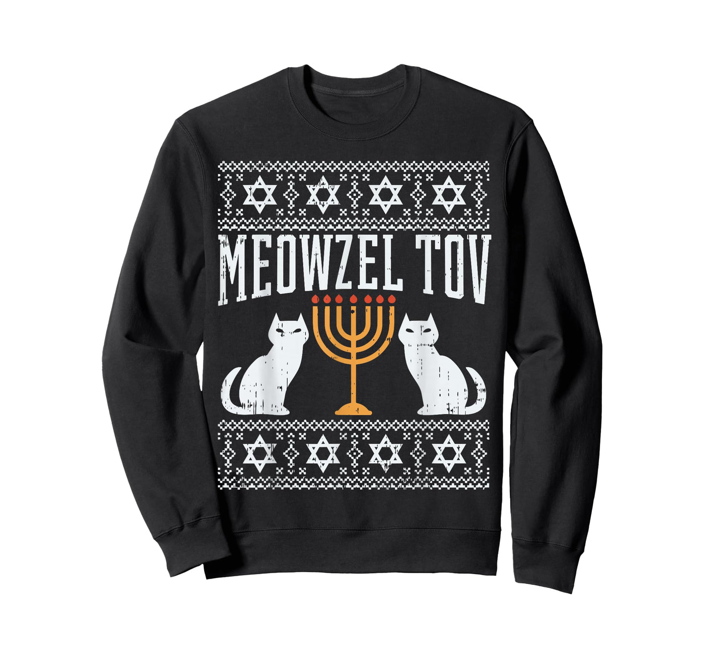 Meowzel Tov Chanukah Jewish Cat Owner Ugly Hanukkah Gift T-Shirt