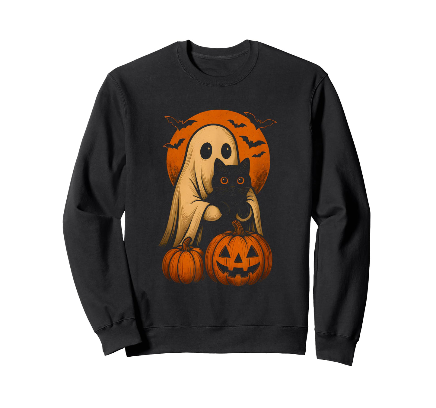 Cute Ghost and Cat with Pumpkin for Halloween Costume Party T-Shirt
