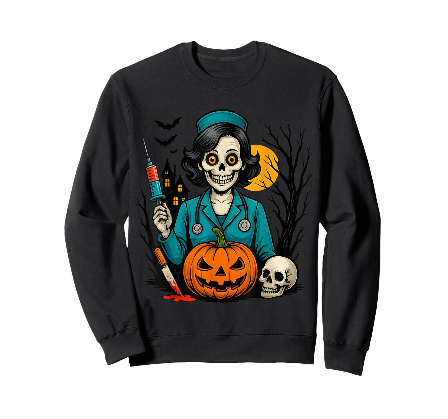 Creepy Skeleton Nurse Halloween Costume for Horror Fans T-Shirt