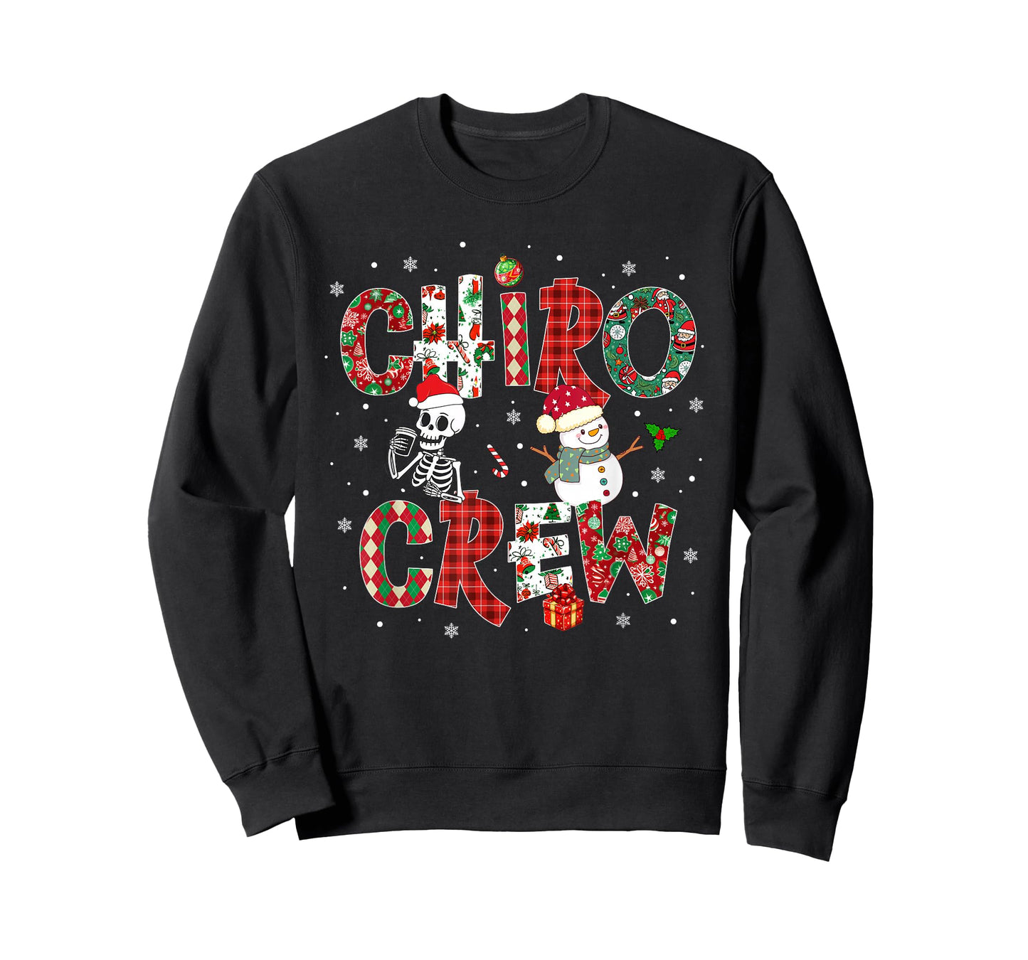 Chiro Crew Coquette Bow Skeleton Chiropractic Christmas T-Shirt