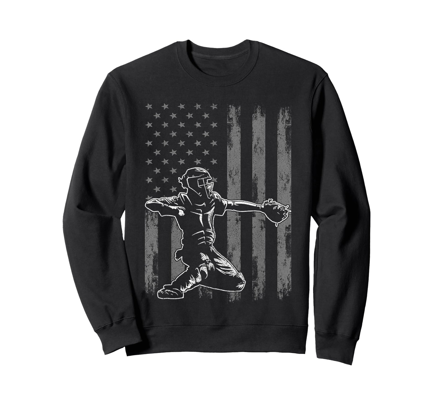 Baseball Catcher Shirt for Boys Men, Baseball USA Flag T-Shirt
