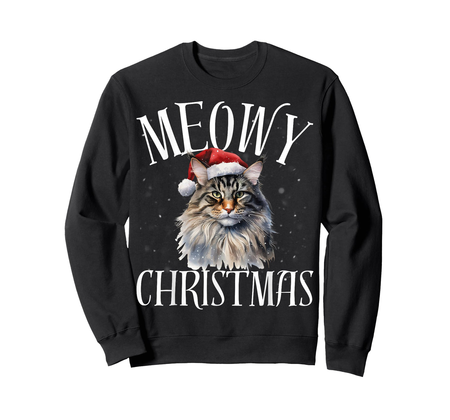 Funny Meowy Christmas Maine Coon Cat Merry Xmas Holiday T-Shirt