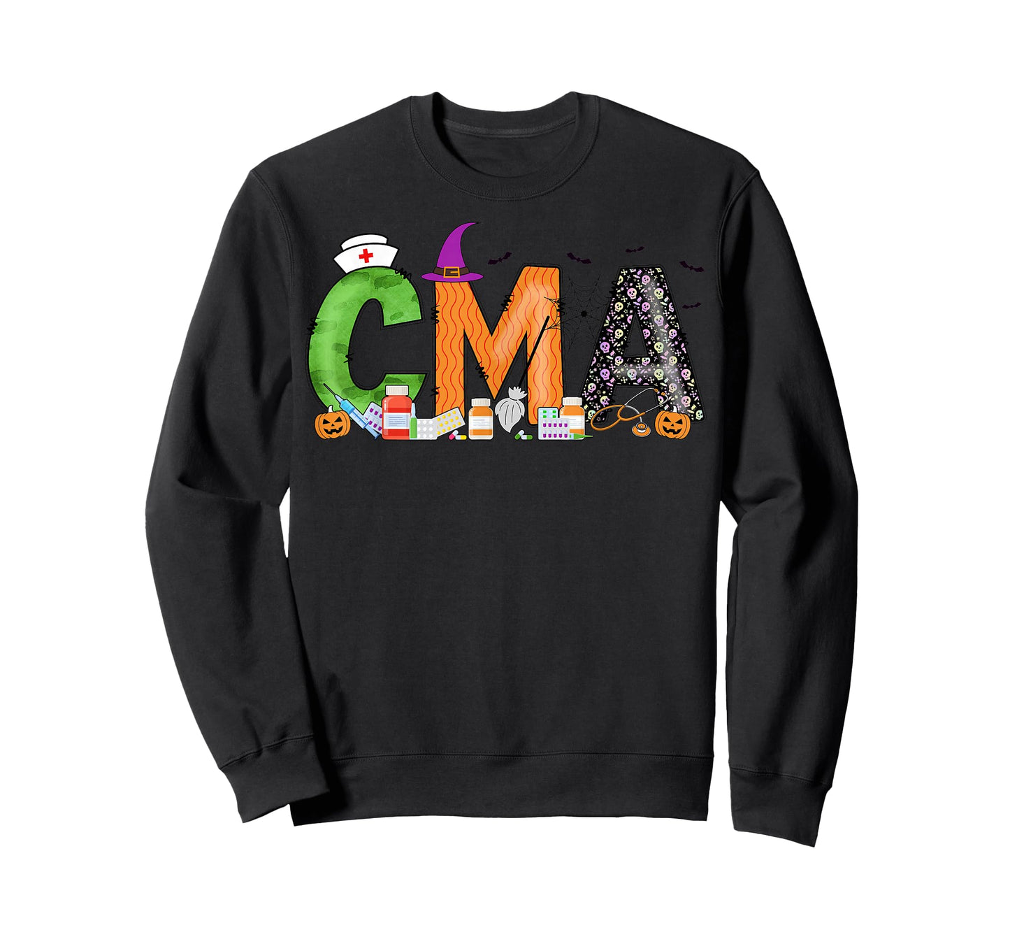 Certified Medical Assistants CMA Witch Nurse Skull Halloween T-Shirt