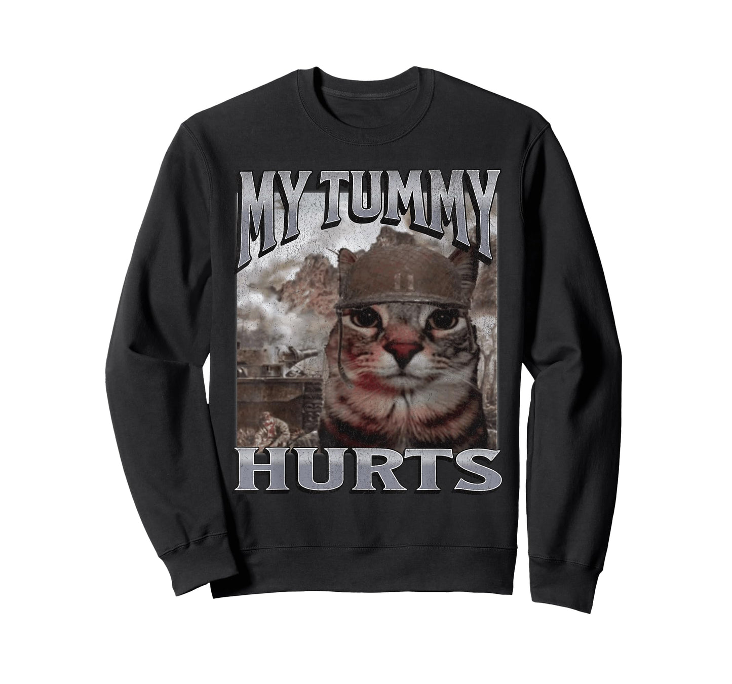 My Tummy Hurts Funny Cat Meme Bootleg Graphic T-Shirt