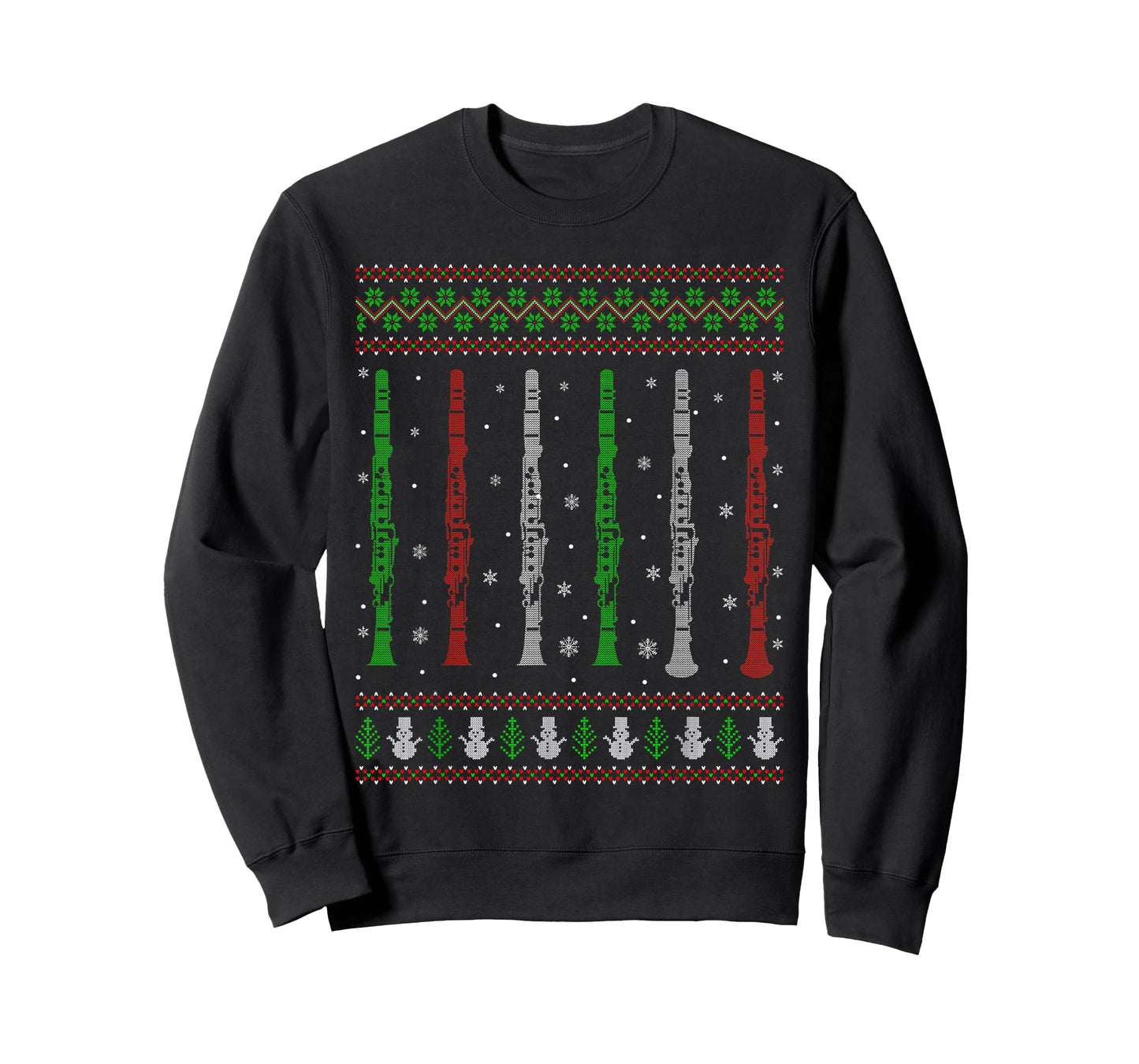Clarinet Ugly Christmas Sweaters Marching Band Clarinet Xmas T-Shirt