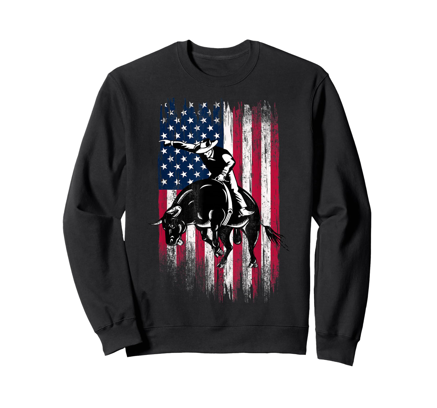 Rodeo Bull Rider Patriotic American Flag Cowboys T-Shirt Small