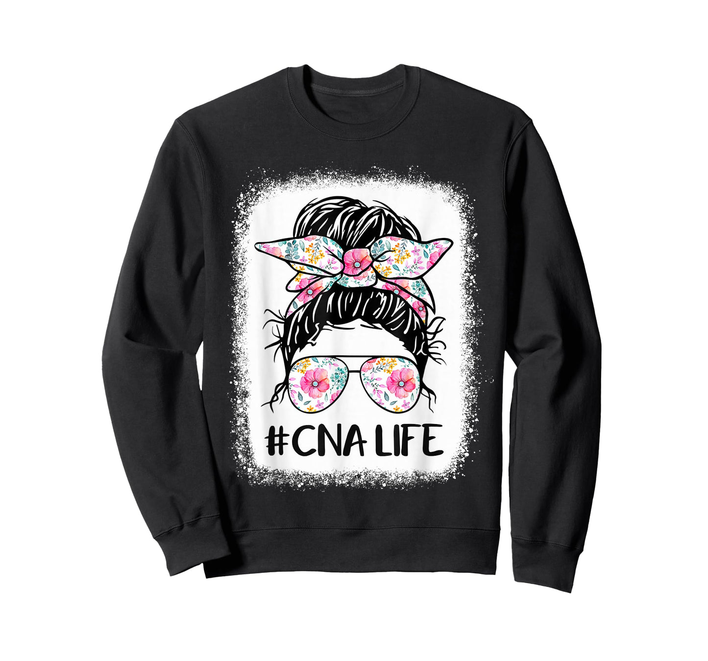 CNA Life Bleached Shirts Flower Messy Bun CnaLife T-Shirt