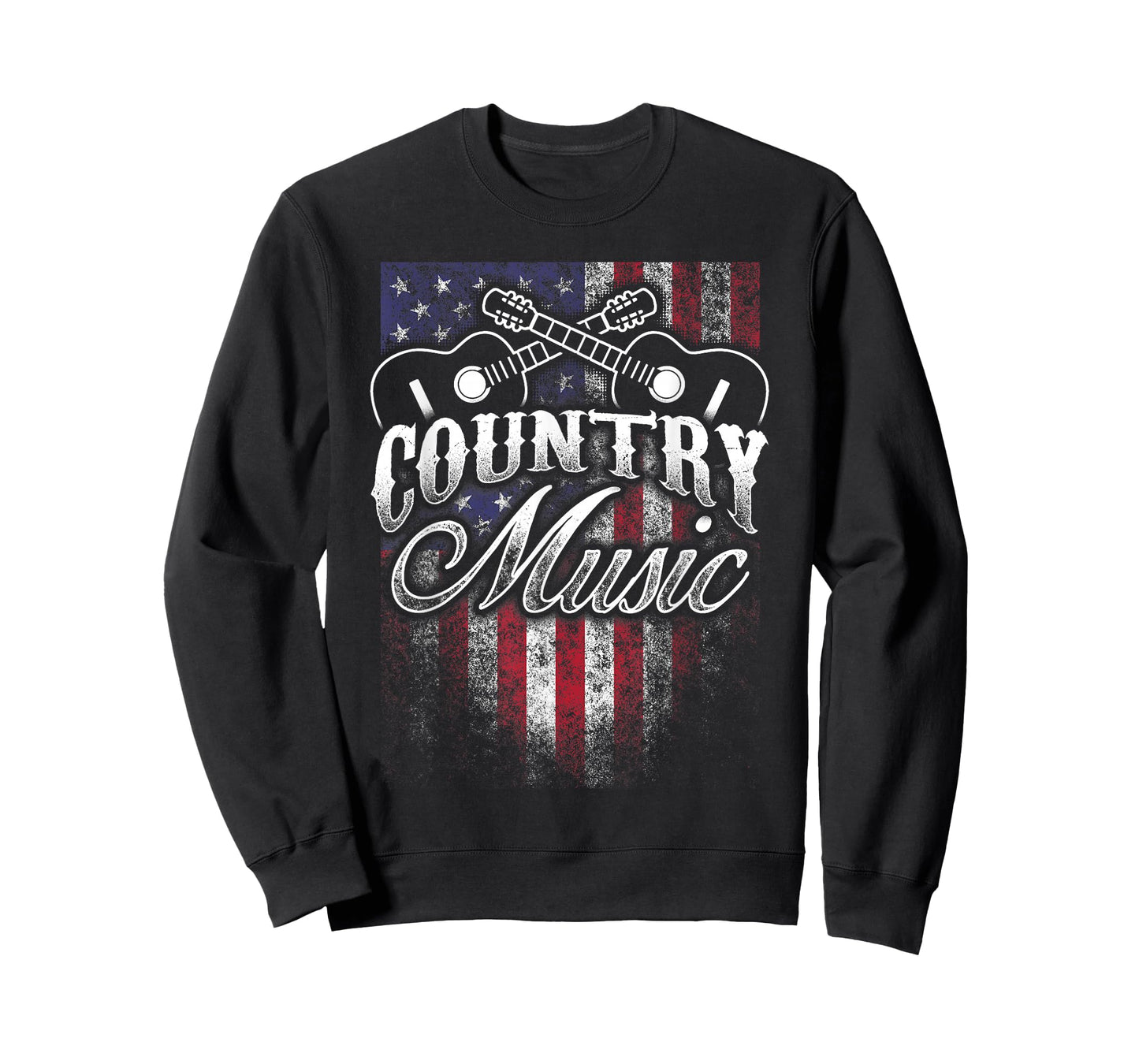 Country Music Guitar & American Flag Western Design T-Shirt