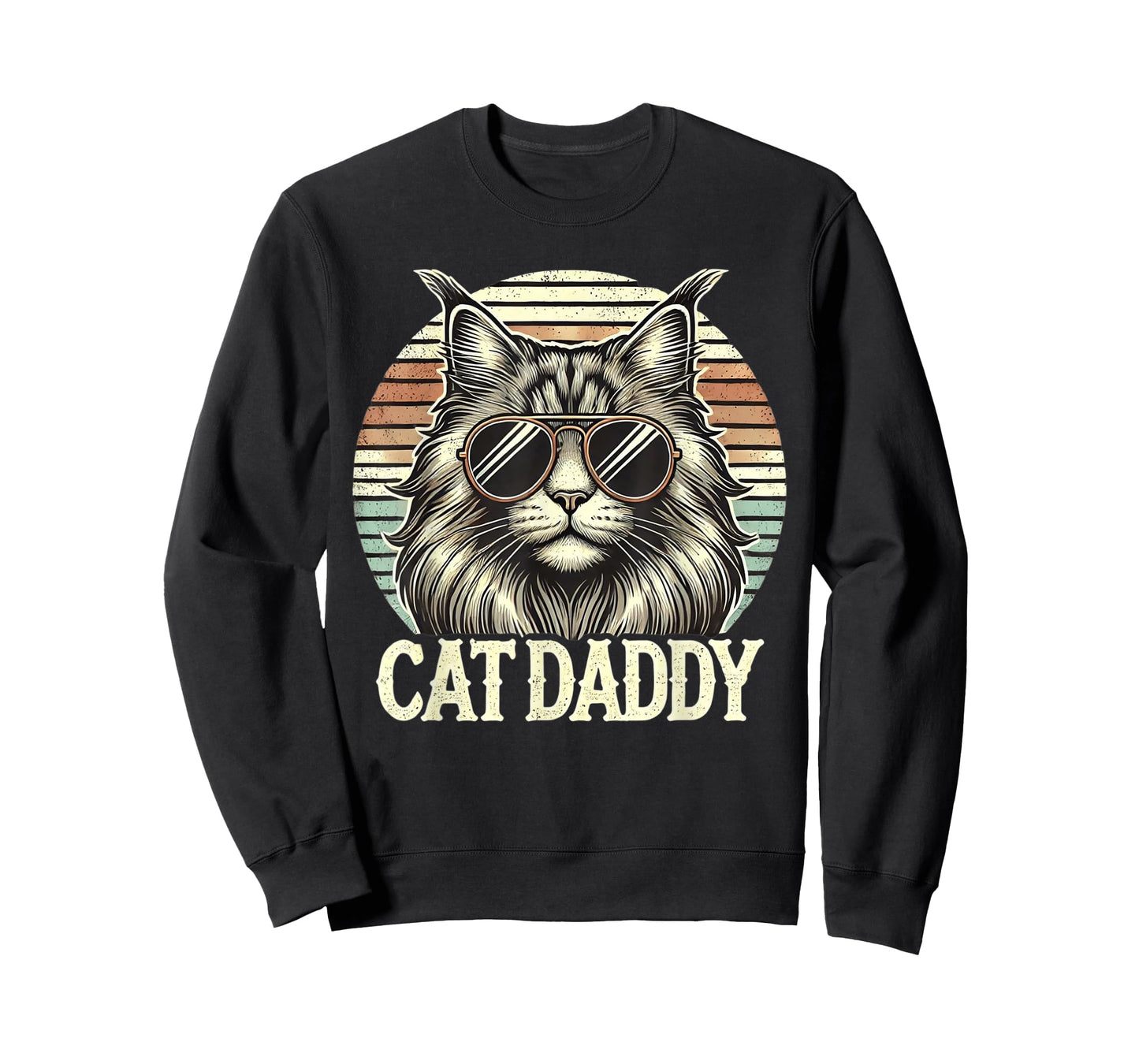 Cat Daddy Cool Maine Coon Cat Father's Day Retro Cat Dad T-Shirt